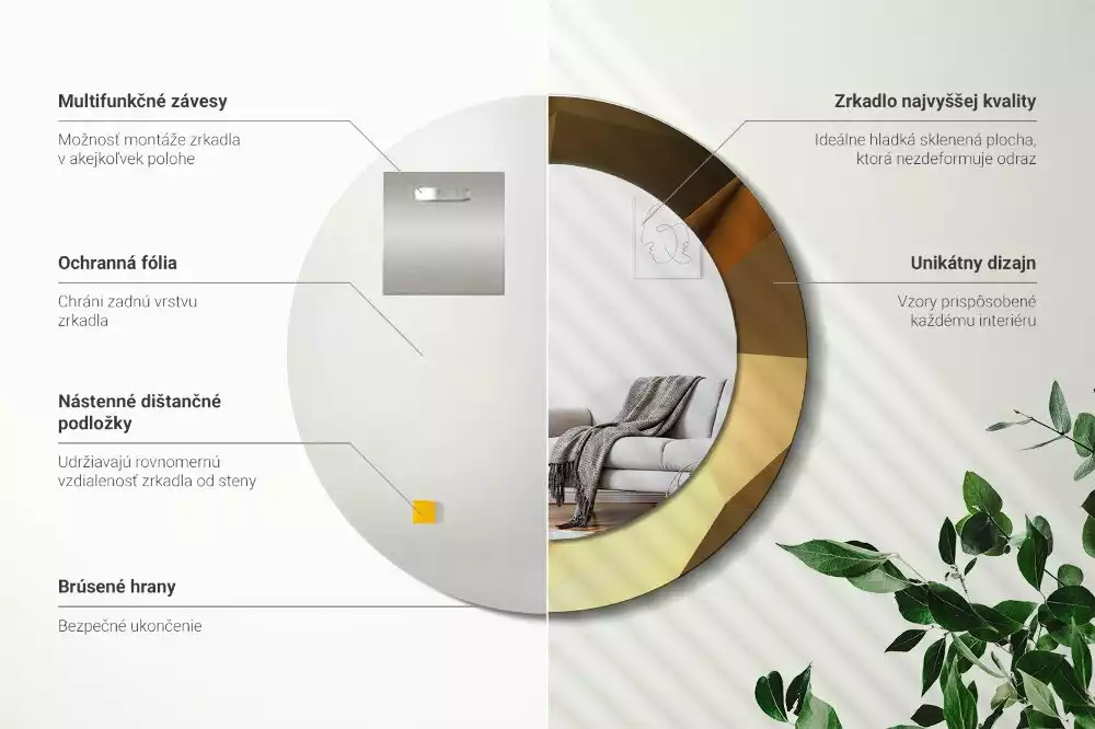 Oglindă cu decor rotundă Model geometric