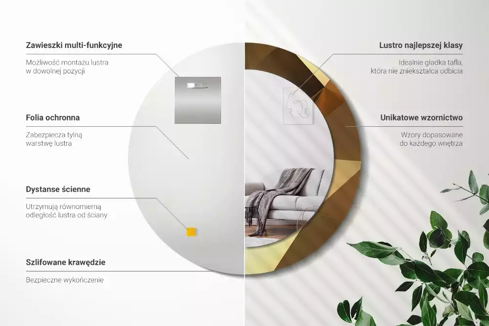 Oglindă cu decor rotundă Model geometric