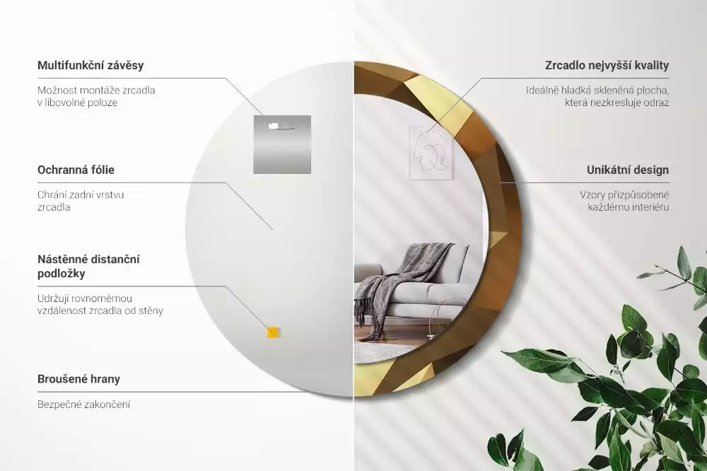 Oglindă cu decor rotundă Model geometric