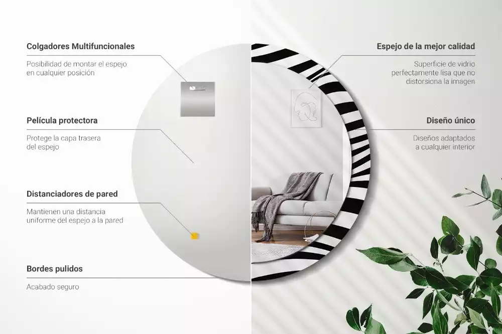 Oglindă rotundă imprimată Val abstract