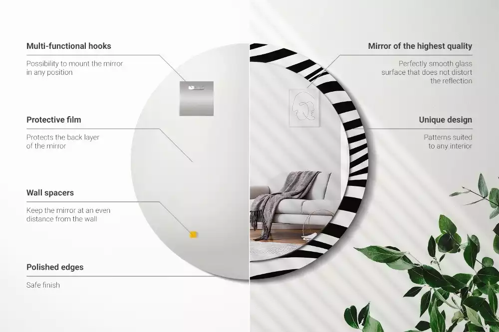 Oglindă rotundă imprimată Val abstract