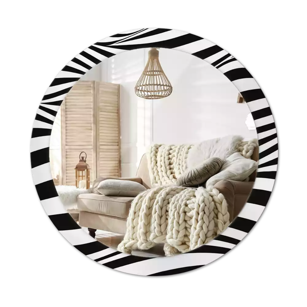 Oglindă rotundă imprimată Val abstract