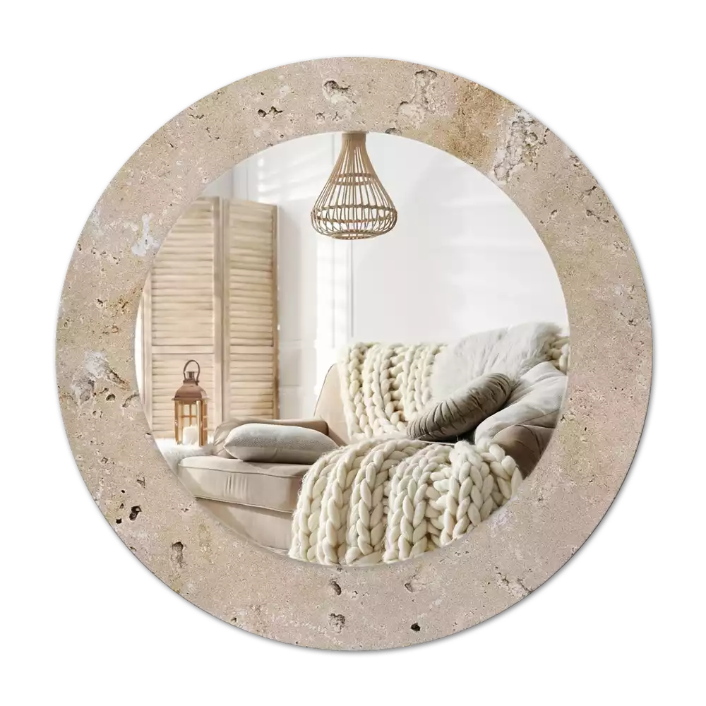 Oglindă cu decor rotundă Imitație piatră