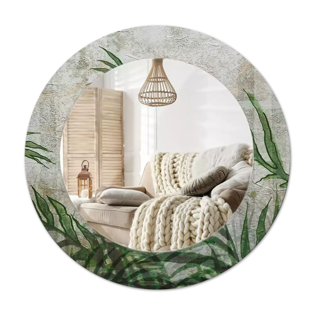 Oglindă cu decor rotundă Frunze de ferigă