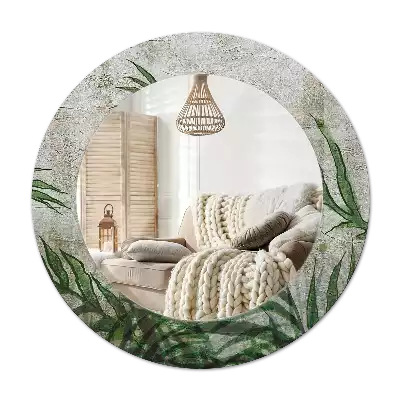 Oglindă cu decor rotundă Frunze de ferigă