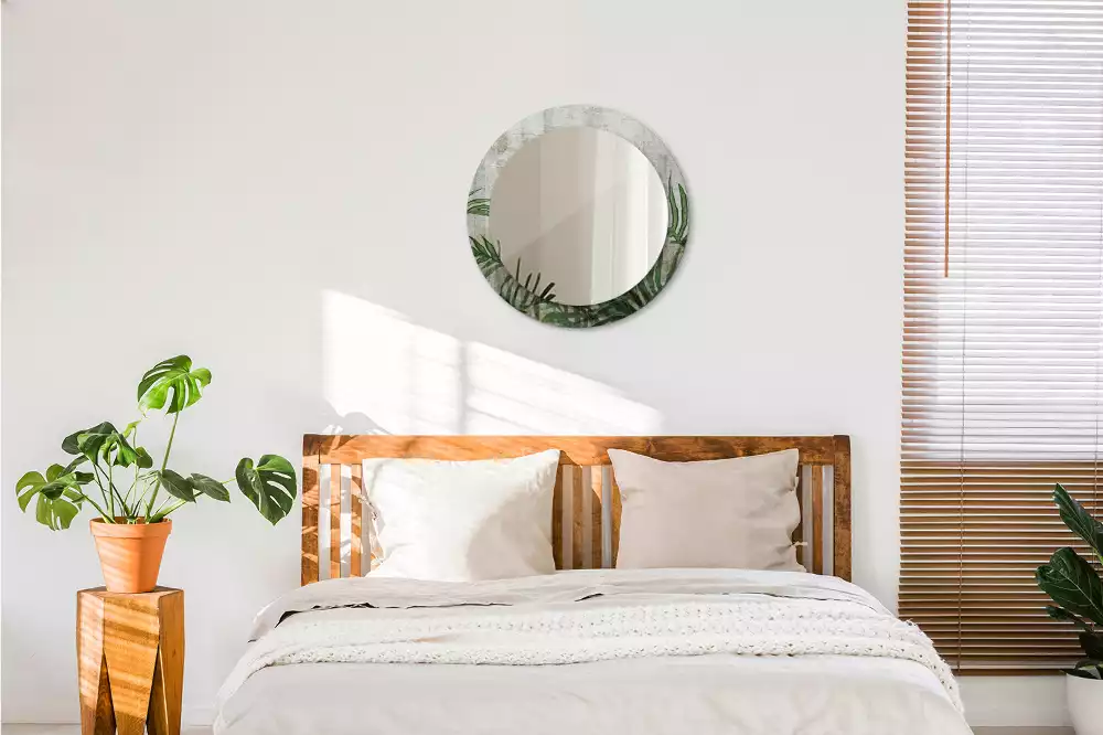 Oglindă cu decor rotundă Frunze de ferigă