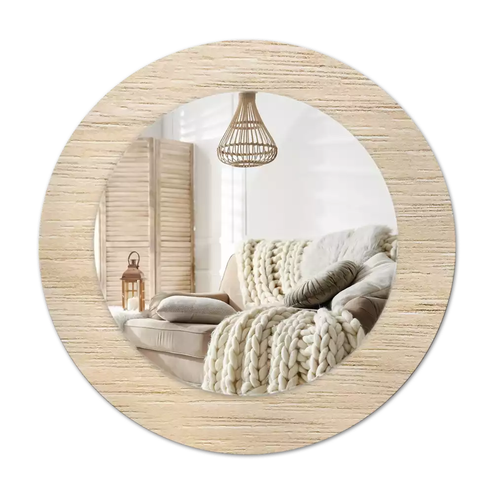 Oglindă cu decor rotundă Lemn deschis
