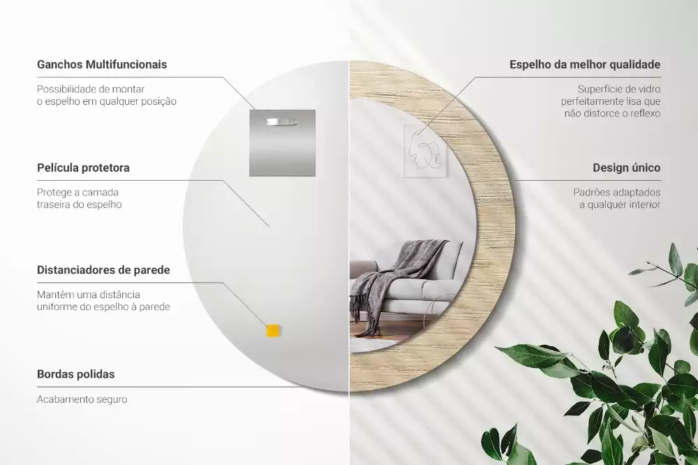 Oglindă cu decor rotundă Lemn deschis