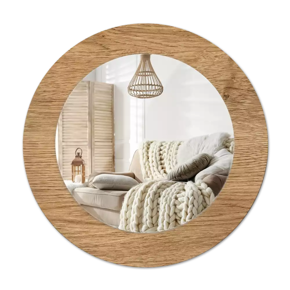 Oglindă cu decor rotundă Textură de lemn