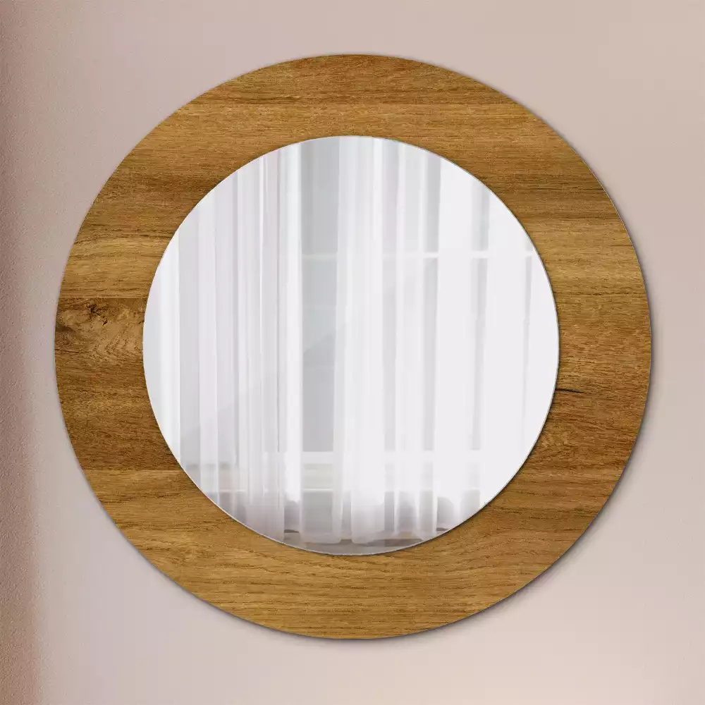 Oglindă rotundă imprimată Stejar rustic
