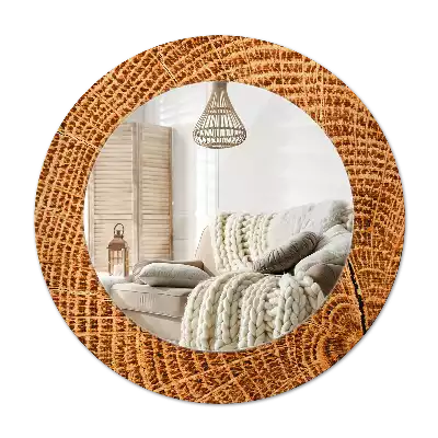 Oglindă rotundă ramă cu imprimeu Lemn de stejar