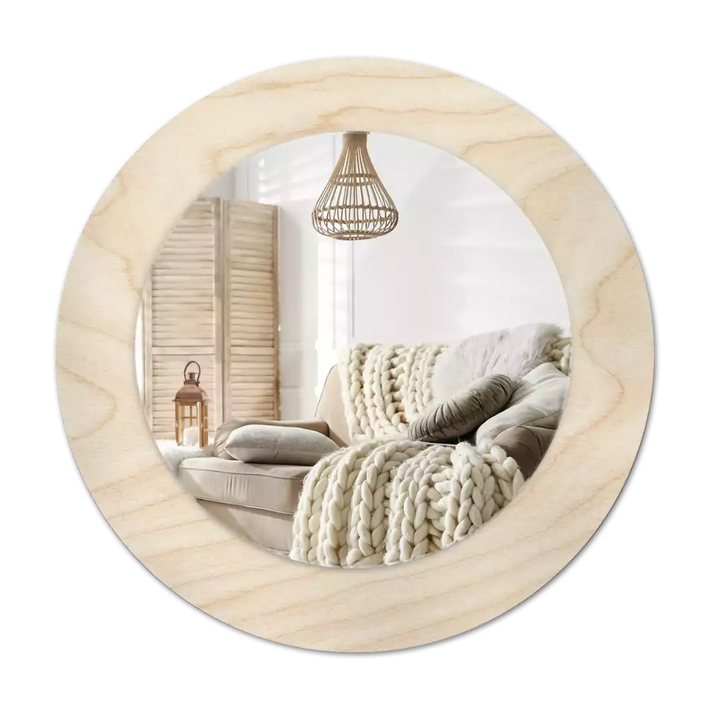 Oglindă cu decor rotundă Lemn deschis