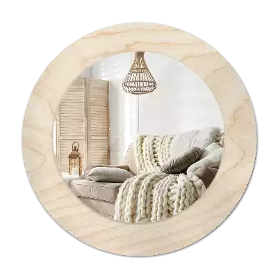 Oglindă cu decor rotundă Lemn deschis