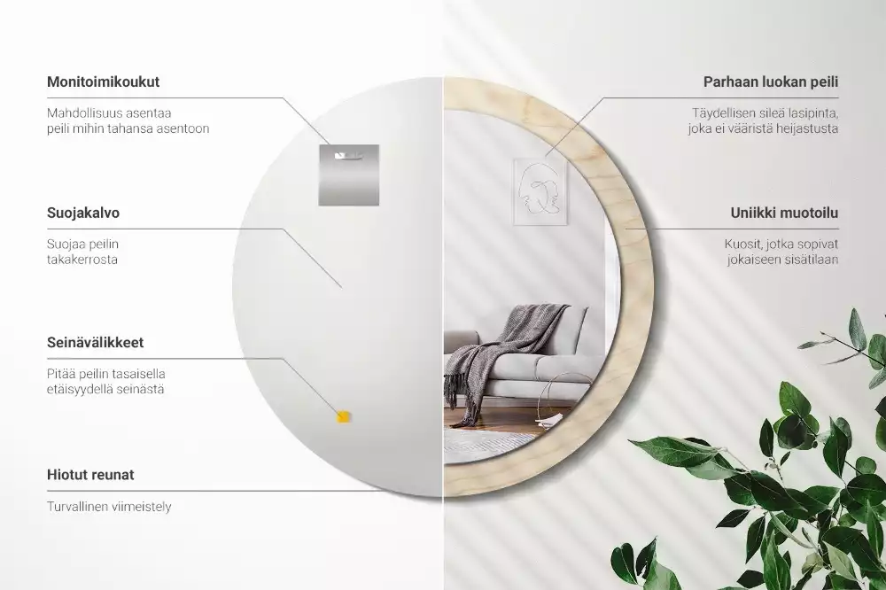 Oglindă cu decor rotundă Lemn deschis