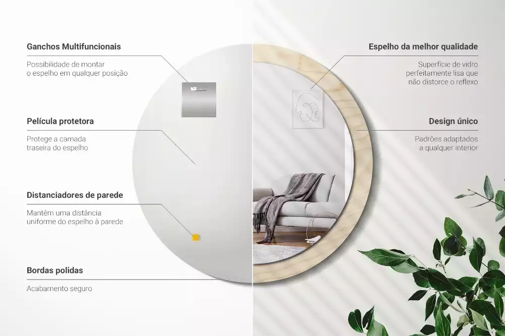 Oglindă cu decor rotundă Lemn deschis