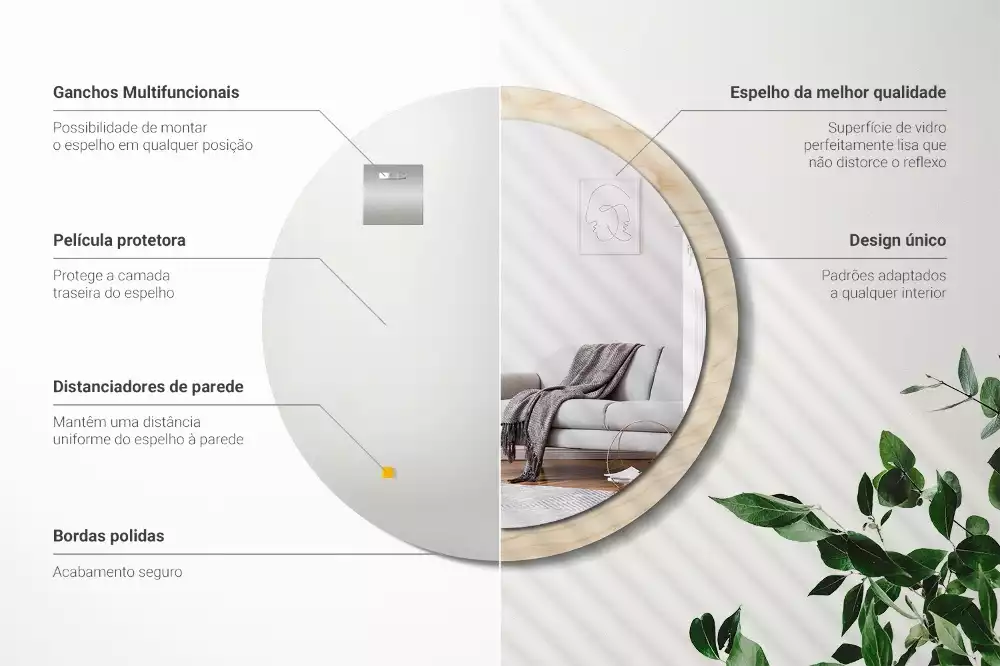 Oglindă cu decor rotundă Lemn deschis