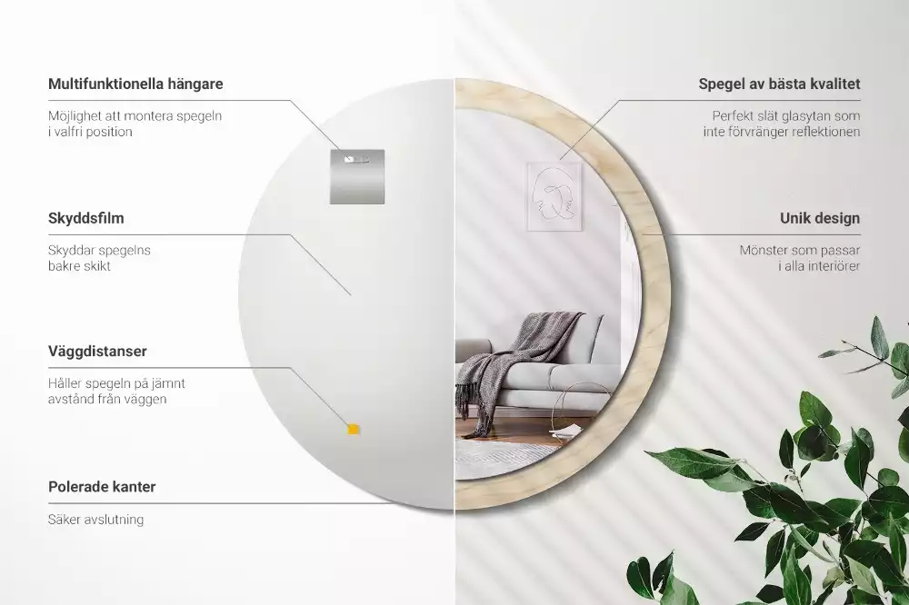 Oglindă cu decor rotundă Lemn deschis