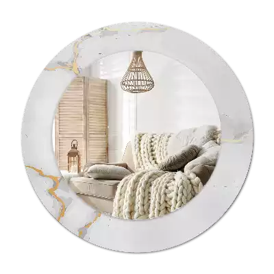 Oglindă cu decor rotundă Marmură albă