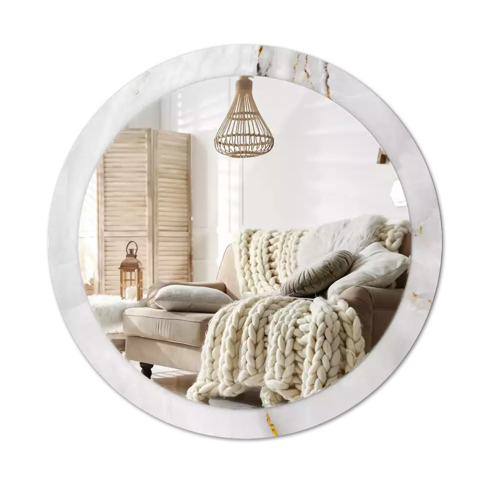 Oglindă rotundă imprimată Marmură strălucitoare