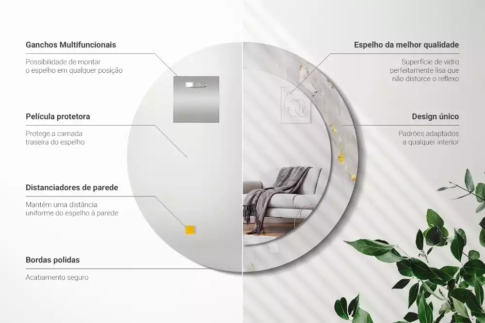 Oglindă rotundă imprimată Marmură strălucitoare