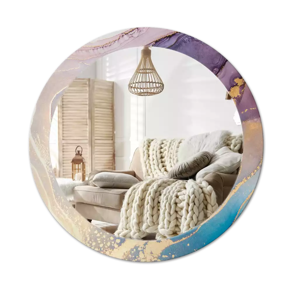 Oglindă rotundă ramă cu imprimeu Piatră de marmură