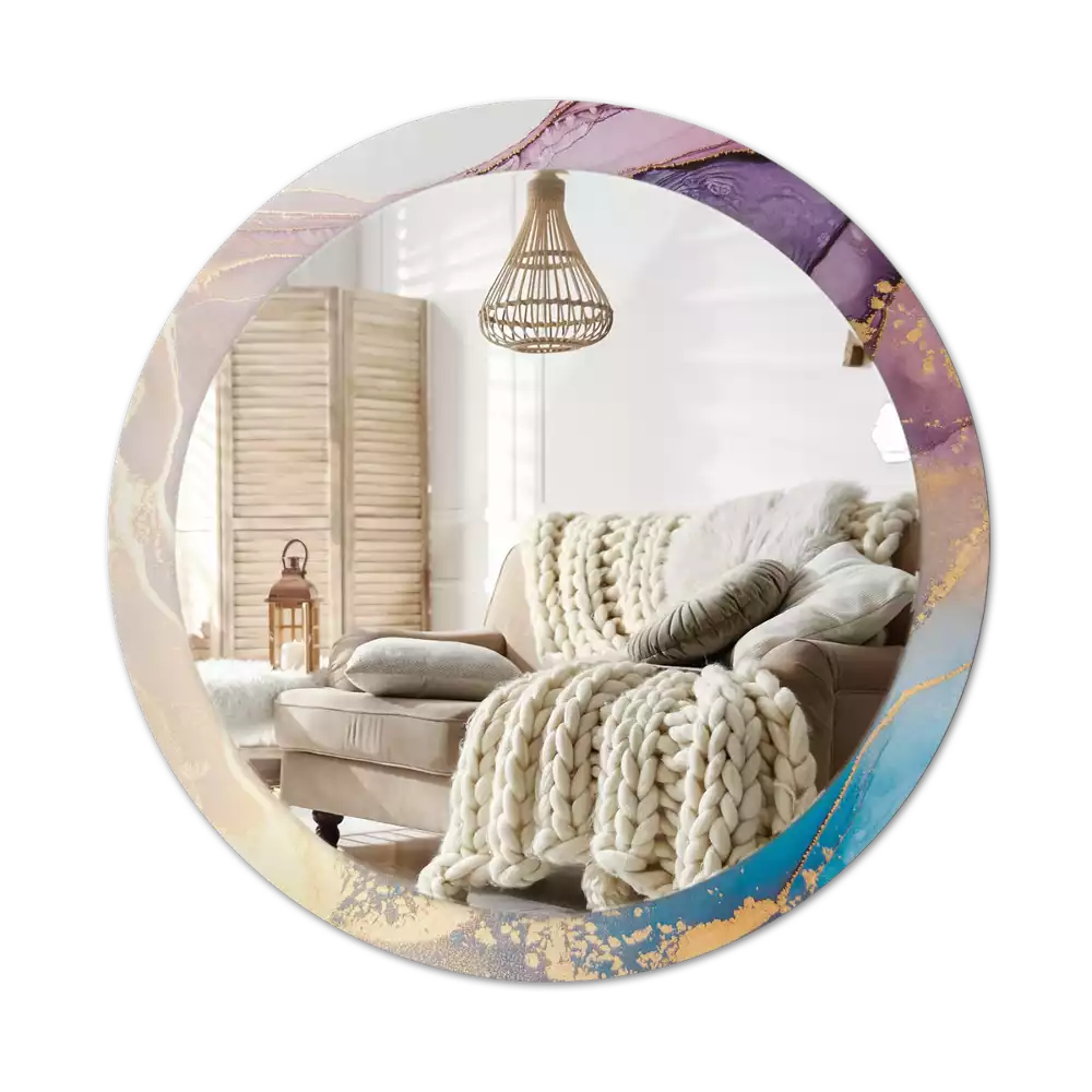 Oglindă rotundă ramă cu imprimeu Piatră de marmură