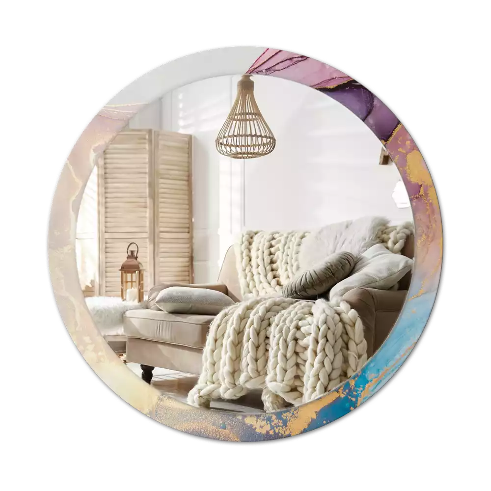 Oglindă rotundă ramă cu imprimeu Piatră de marmură