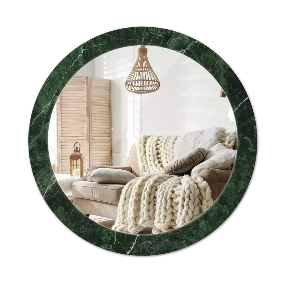 Oglindă rotundă imprimată Marmură verde