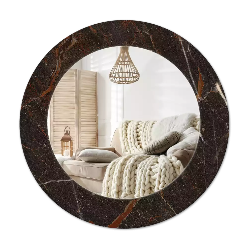Oglindă cu decor rotundă Marmură maro