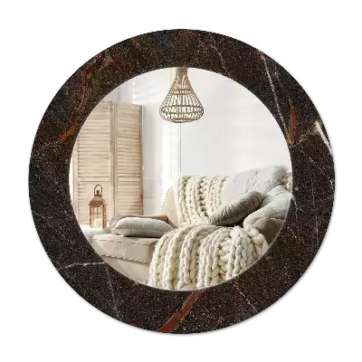 Oglindă cu decor rotundă Marmură maro