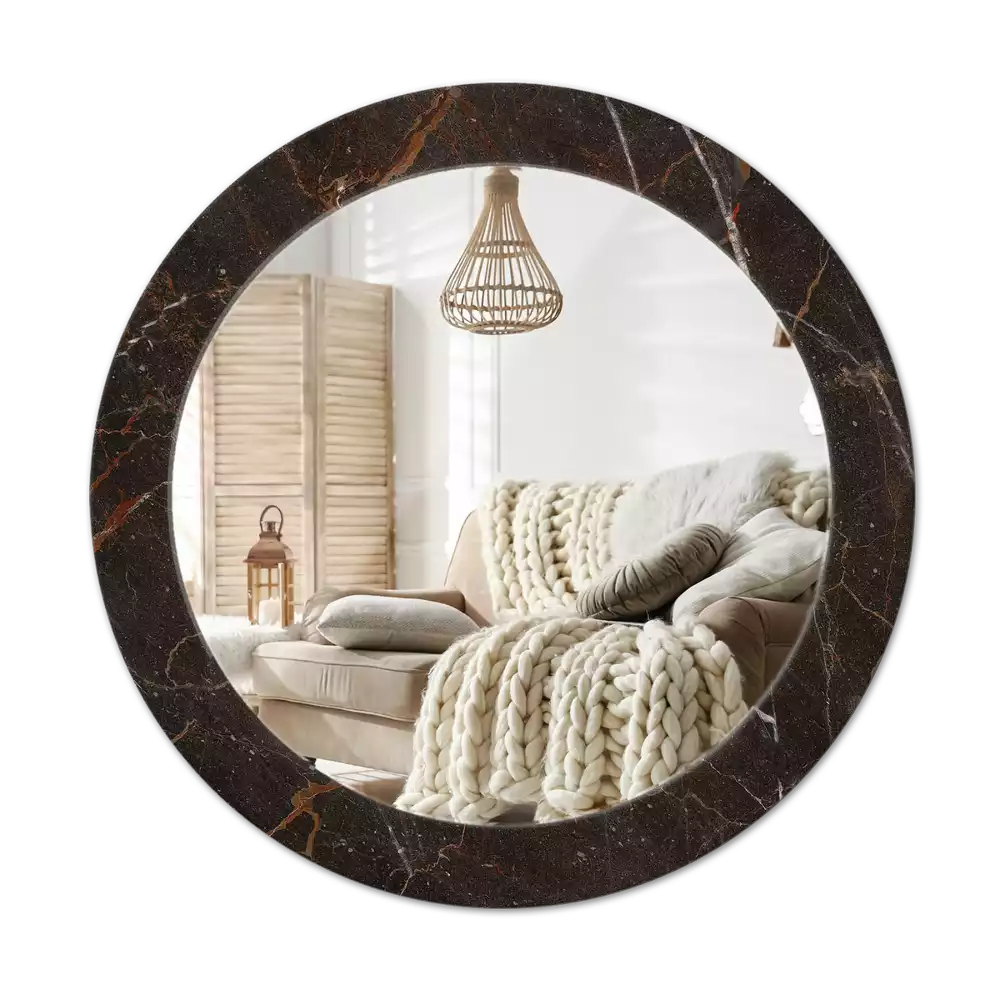 Oglindă cu decor rotundă Marmură maro