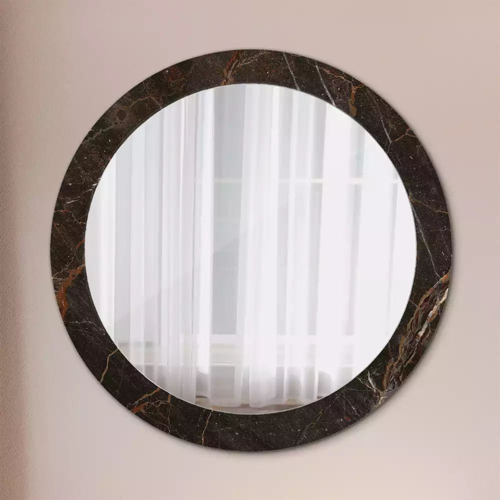 Oglindă cu decor rotundă Marmură maro