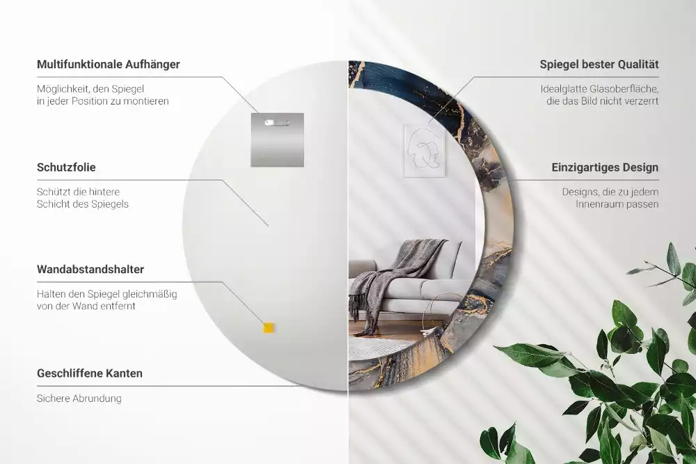 Oglindă cu decor rotundă Vopsele abstracte