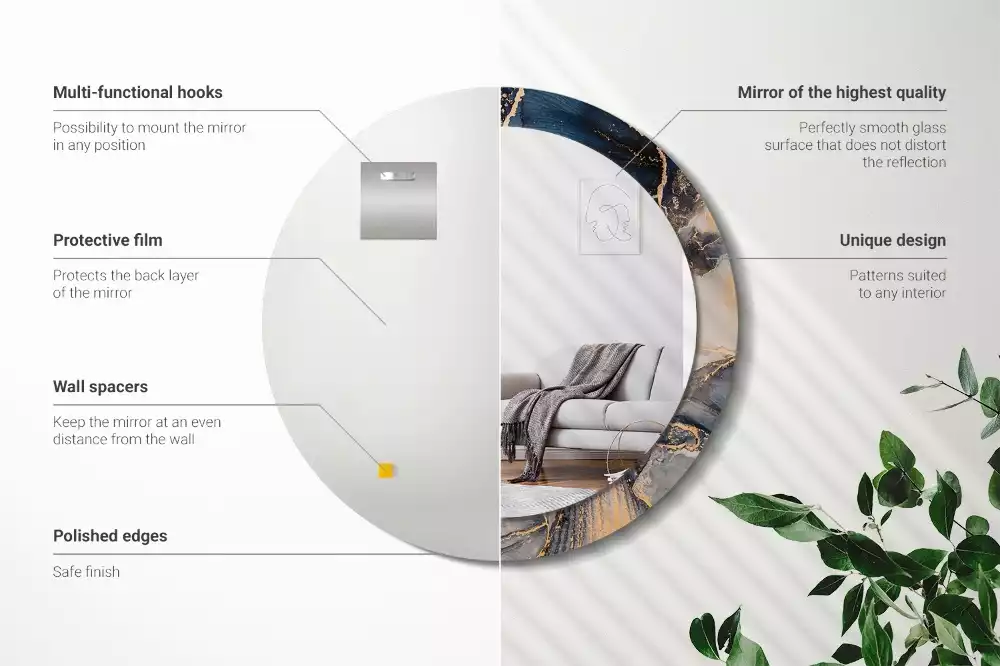 Oglindă cu decor rotundă Vopsele abstracte