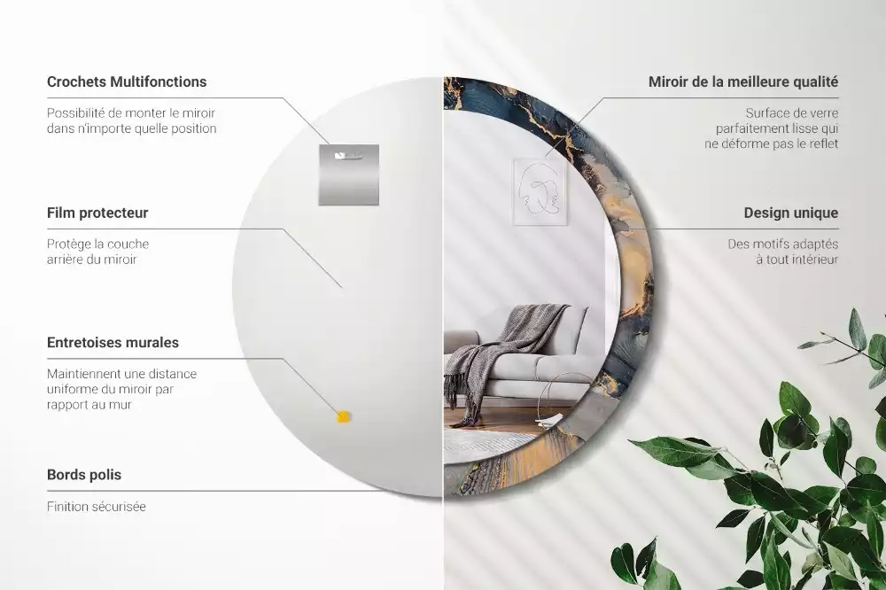 Oglindă cu decor rotundă Vopsele abstracte