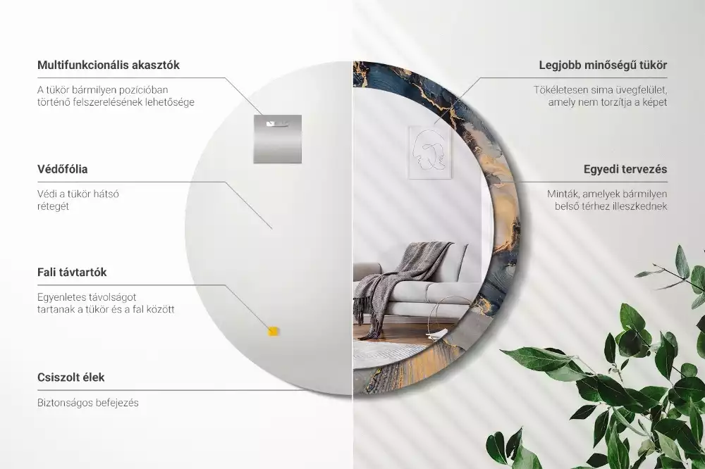 Oglindă cu decor rotundă Vopsele abstracte