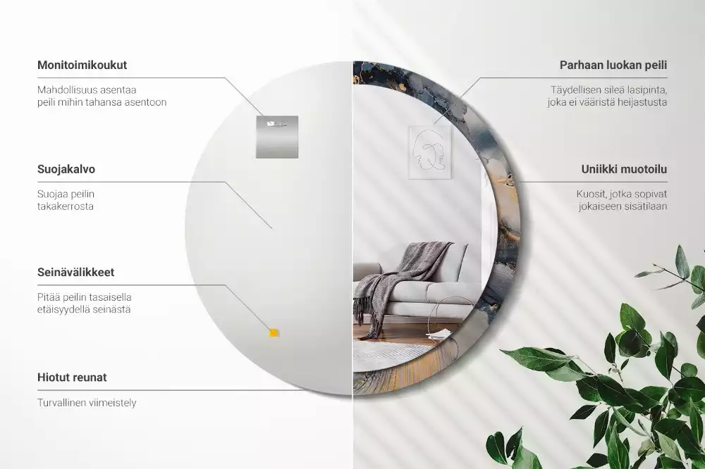 Oglindă cu decor rotundă Vopsele abstracte