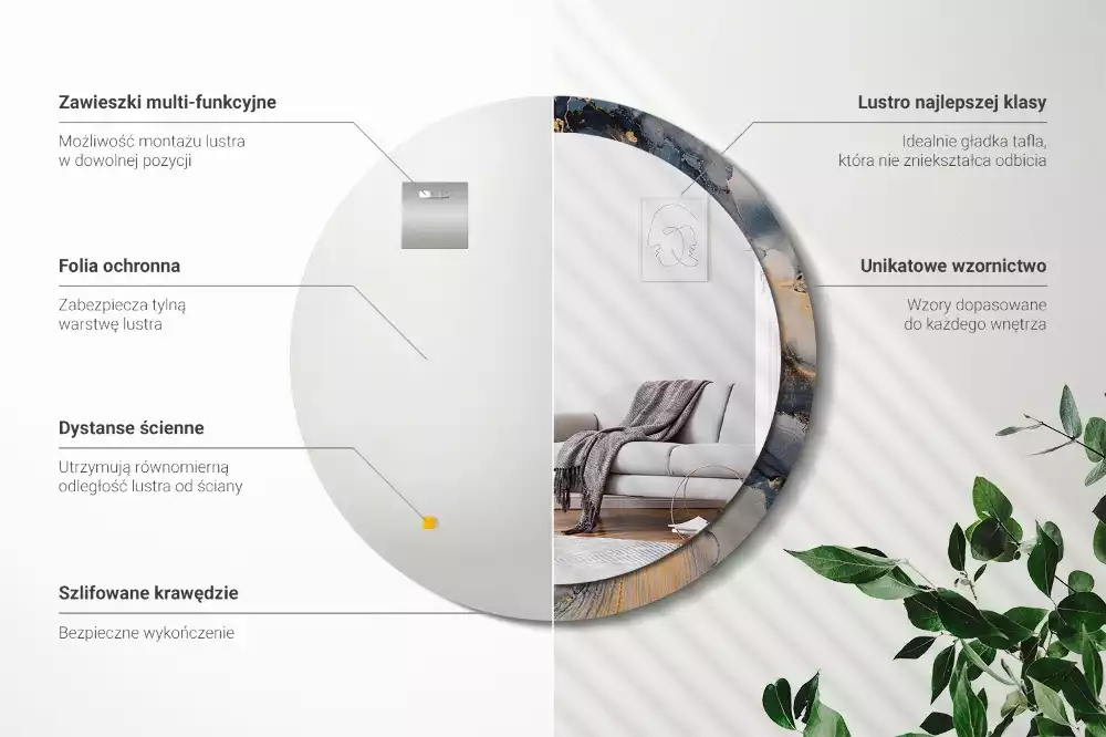 Oglindă cu decor rotundă Vopsele abstracte