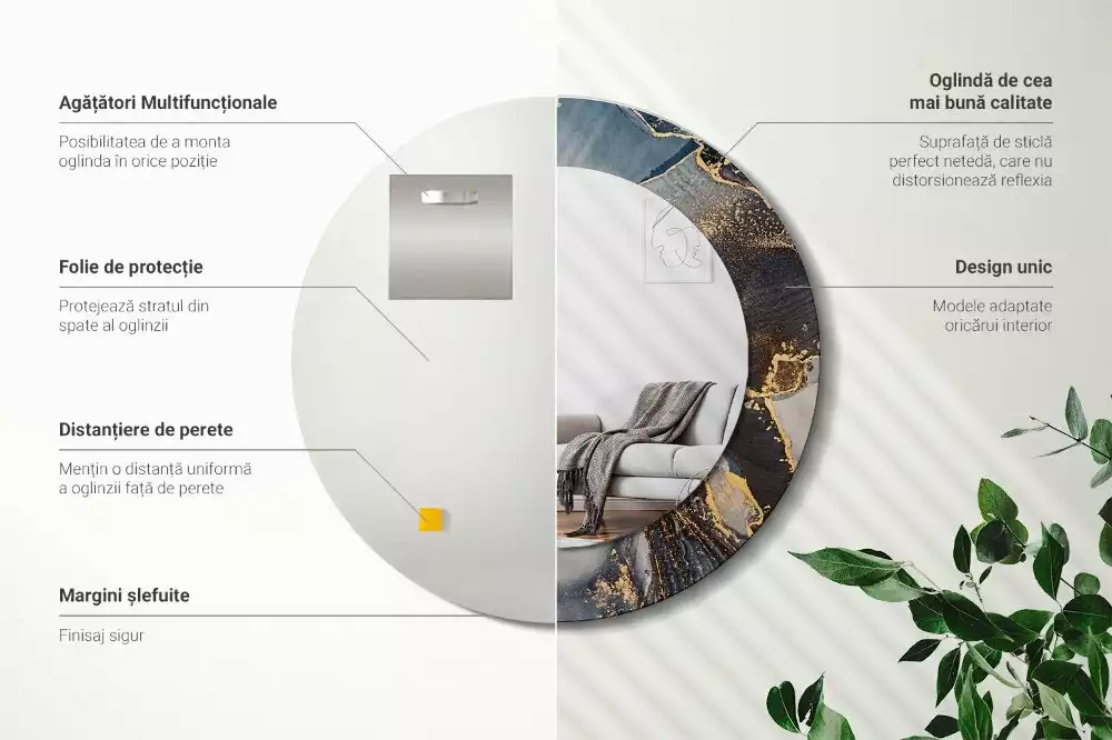 Oglindă cu decor rotundă Vopsele abstracte