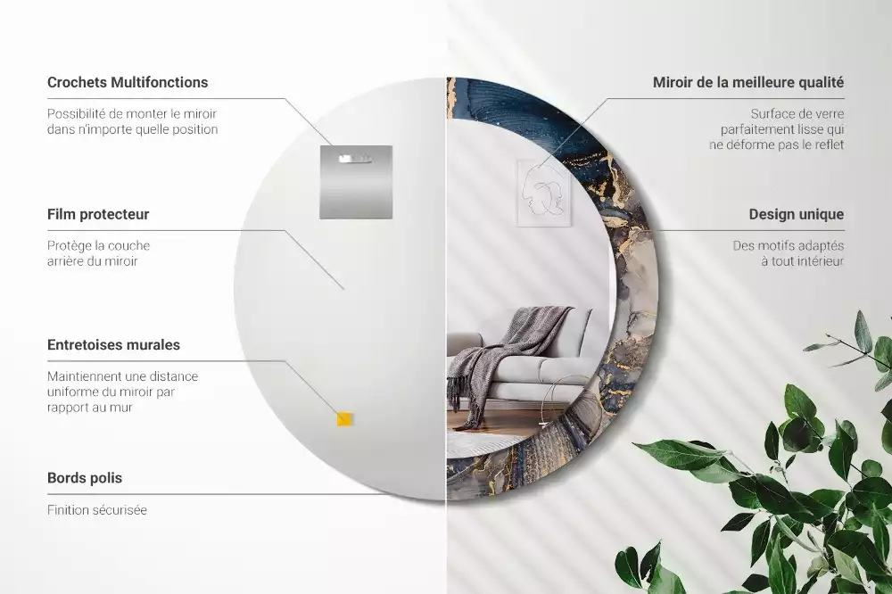 Oglindă cu decor rotundă Vopsele abstracte