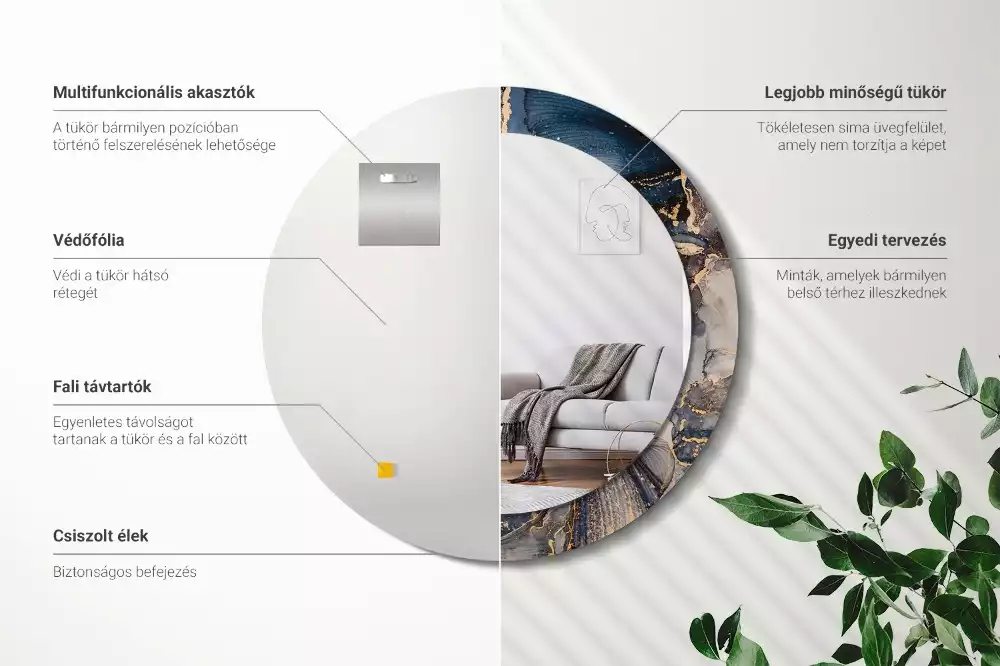 Oglindă cu decor rotundă Vopsele abstracte