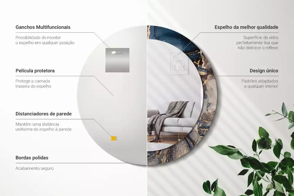 Oglindă cu decor rotundă Vopsele abstracte