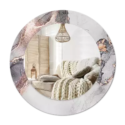 Oglindă rotundă ramă cu imprimeu Marmură abstractă