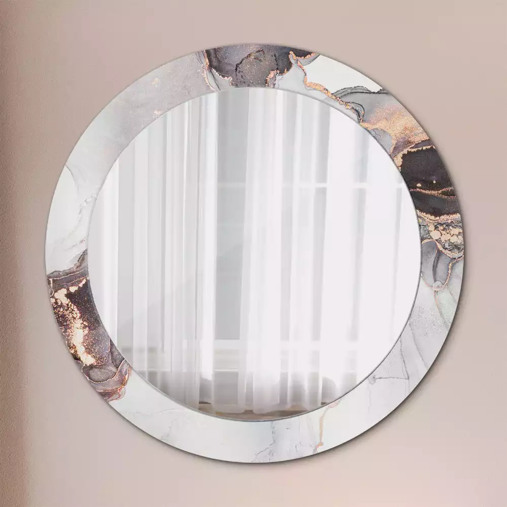 Oglindă rotundă ramă cu imprimeu Marmură abstractă