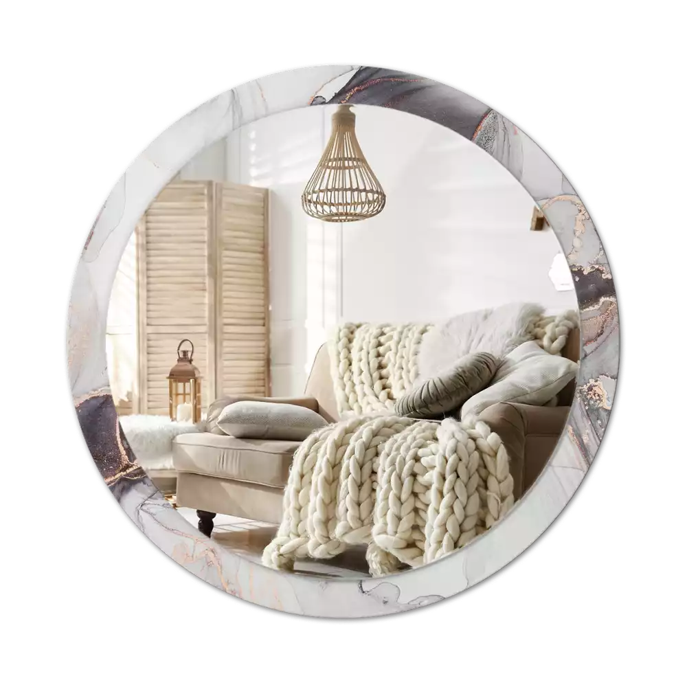 Oglindă rotundă ramă cu imprimeu Marmură abstractă