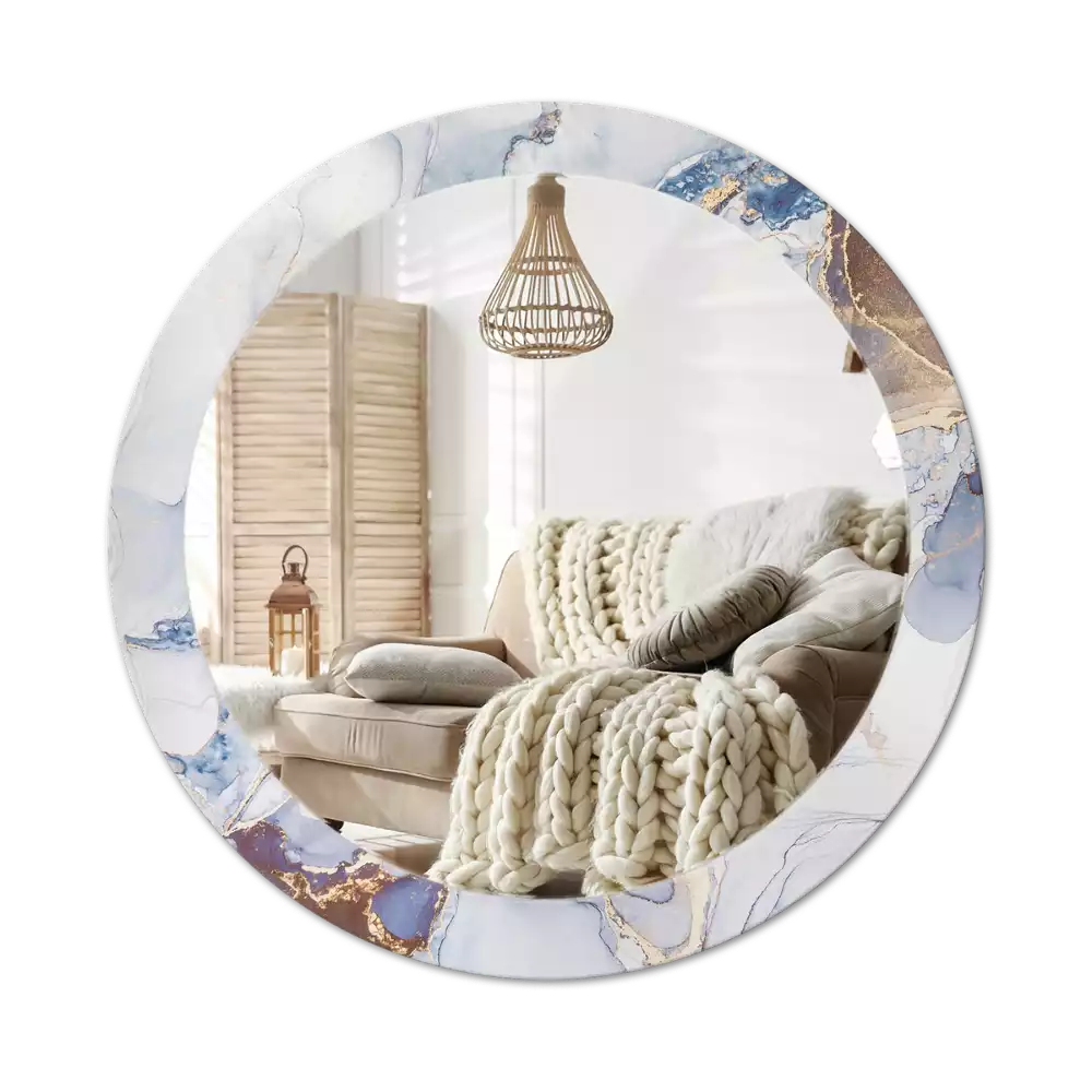 Oglindă rotundă ramă cu imprimeu Artă abstractă