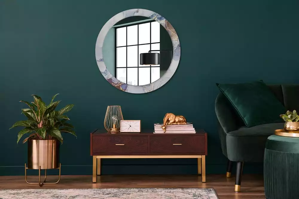 Oglindă rotundă ramă cu imprimeu Artă abstractă