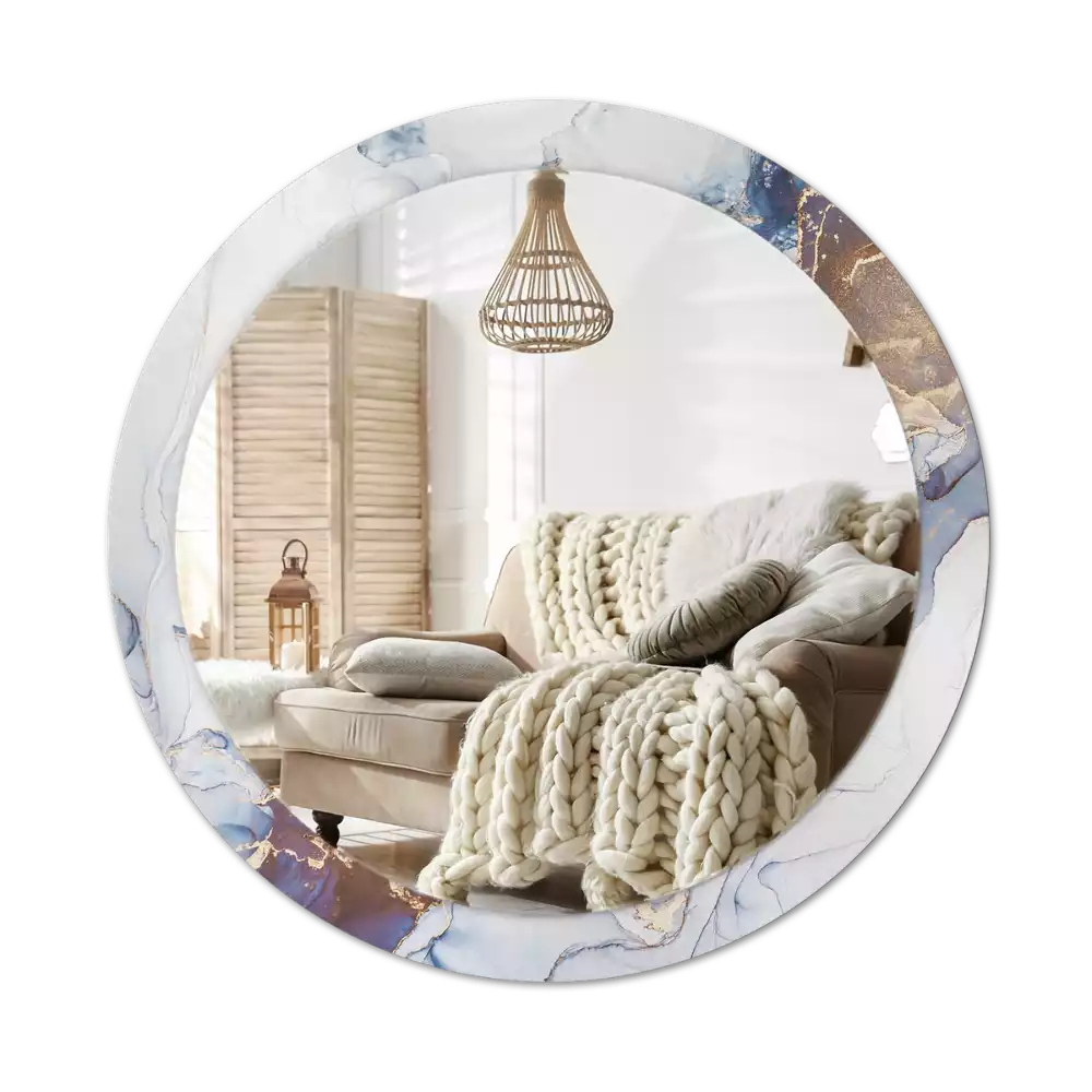 Oglindă rotundă ramă cu imprimeu Artă abstractă