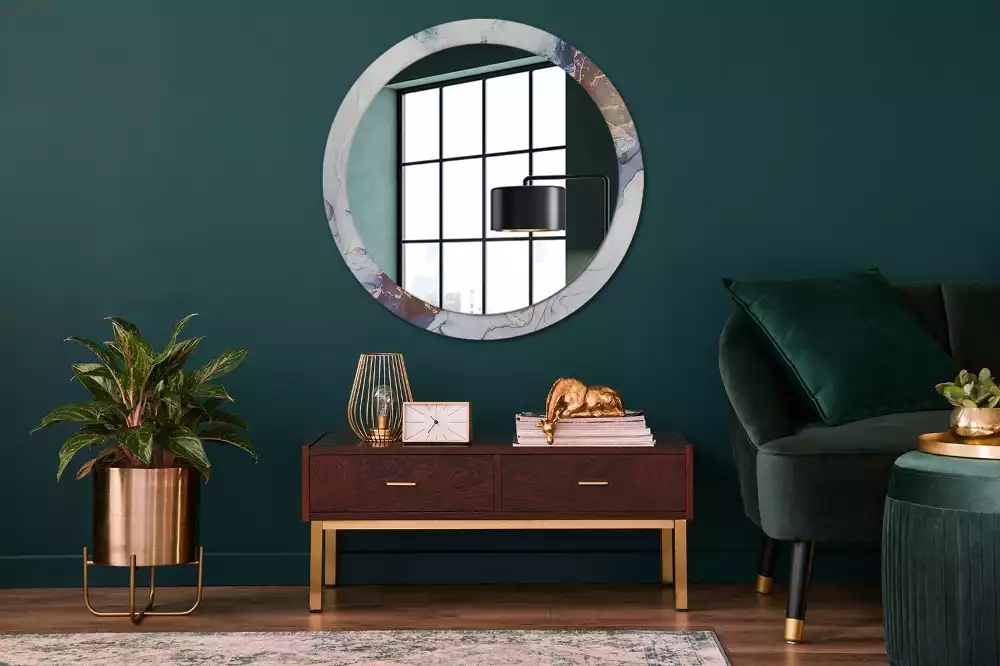 Oglindă rotundă ramă cu imprimeu Artă abstractă