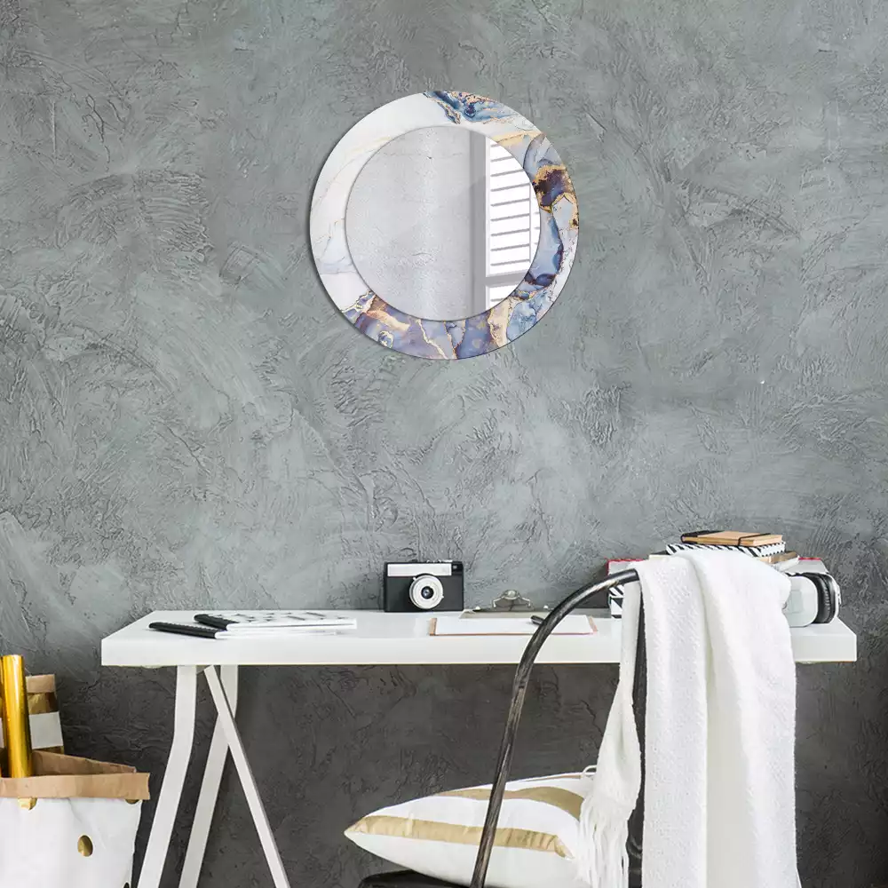 Oglindă rotundă ramă cu imprimeu Artă abstractă